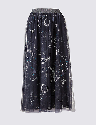 Limited Edition Printed A-Line Midi Skirt