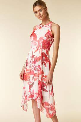 WallisWallis Cream Tropical Print Fit And Flare Dress