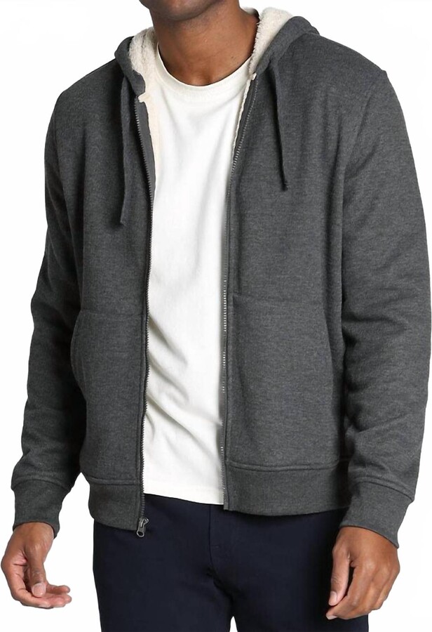 JACHS NEW YORK Sherpa Lined Waffle Hoodie In Grey