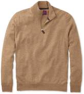 Thumbnail for your product : Charles Tyrwhitt Tan Cashmere Zip Neck Sweater Size XXL