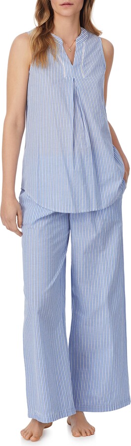 Stripe Sleeveless Tunic Wide Leg Pajamas