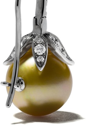 Annoushka 18kt white gold South Sea golden pearl and diamond small earrings