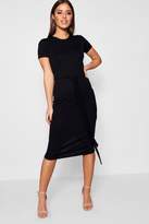 Thumbnail for your product : boohoo Petite Pleat Front Belted Tailored Midi Dress
