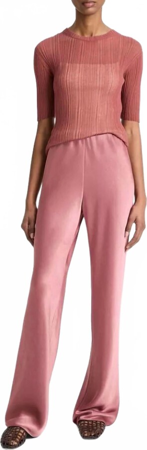 Fluid Satin Bias Pant In Rose