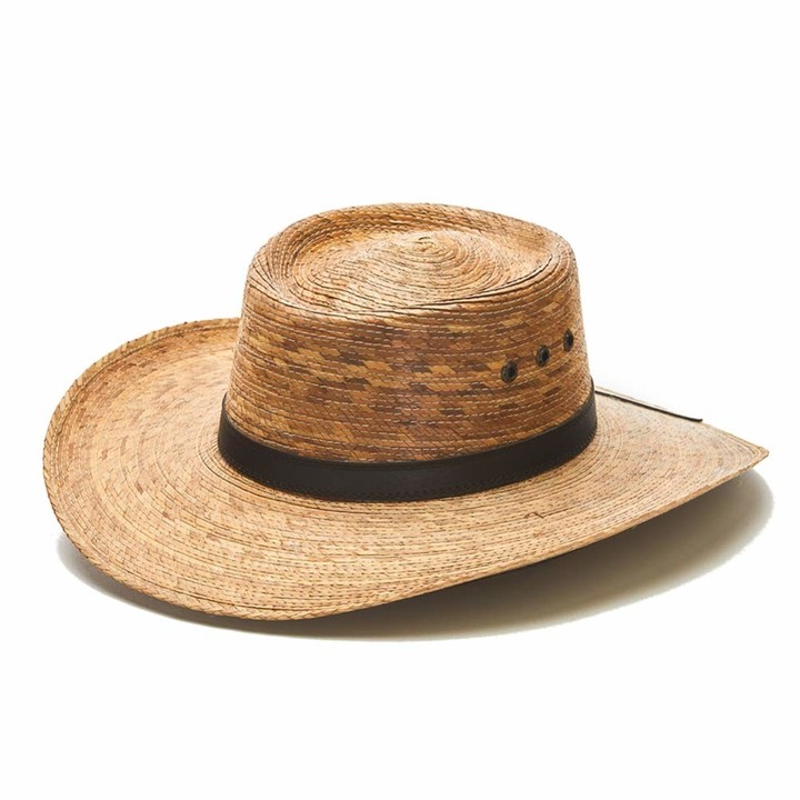 Vamuss Straw Cowboy Palm Leaf Hat Sombreros para Hombres de Palma (Natural/No Strap) Beige