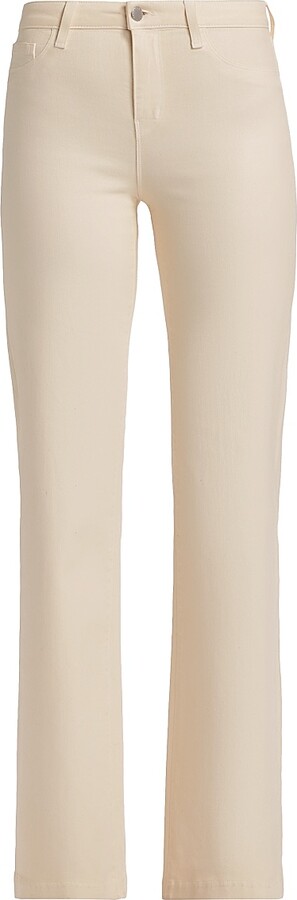 L'Agence Women's Clayton Stretch Cotton Wide-Leg Jeans - French Vanilla Coated - Size 23