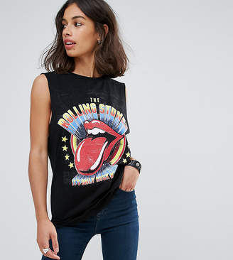 ASOS Petite Top With Drop Armhole And Rolling Stones Print
