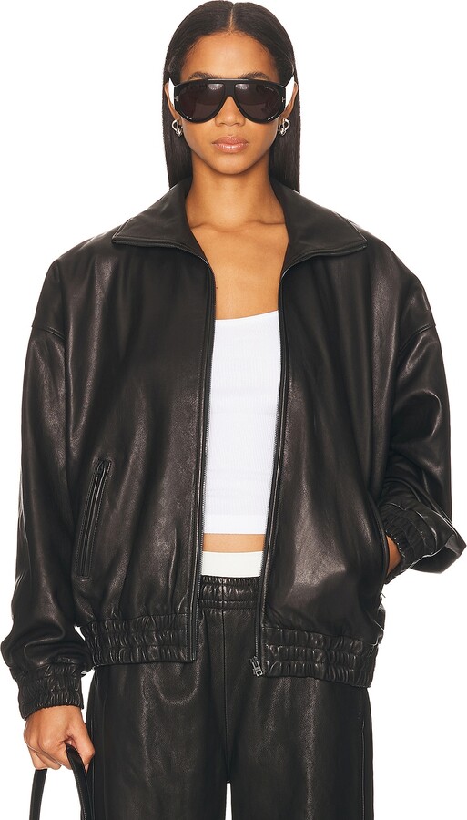 Acne Studios Lemmy Crop Leather Jacket in Black - ShopStyle