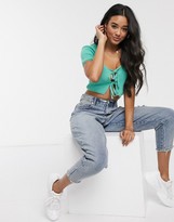 Thumbnail for your product : ASOS DESIGN knitted tie front short sleeve cardigan