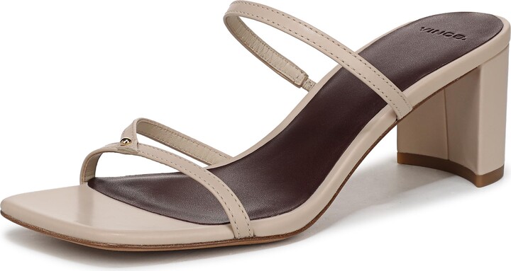 Vince Womens Ona Heeled Sandal Birch Sand Beige Leather 6 M