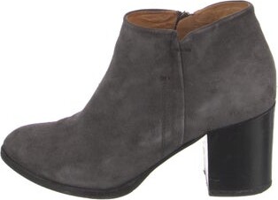 Alberto Fermani Suede Ankle Boots Grey Semi-Pointed Toes Concealed Zip Closure at Sides Includes Box | Alberto Fermani Suede Boots in Grey, Women's IT 40.5 | 10.5