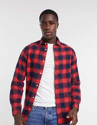 Jack and Jones Essentials check shirt in red & navy - ShopStyle