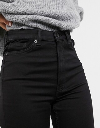 Monki Oki cotton skinny high waist jeans in black deluxe - BLACK
