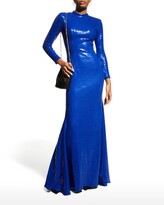 Thumbnail for your product : Jovani Sequined High-Neck Long-Sleeve Gown