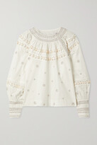 Thumbnail for your product : Ulla Johnson Tana Embellished Cotton-poplin Blouse - Off-white