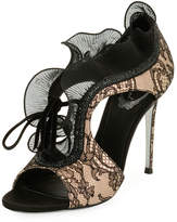Thumbnail for your product : Rene Caovilla Lace Beaded Ruffle Sandal, Black