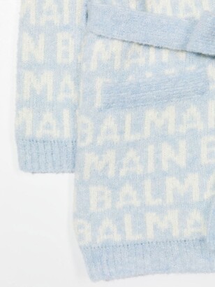 Balmain Kids Intarsia-Logo Knitted Cardigan