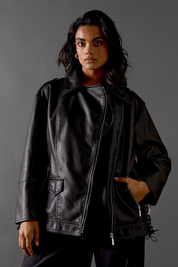 Biker Jacket Quiz Black Waterfall Jacket Yours Faux Leather