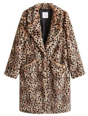Mango Leopard Faux Fur Coat Style, Mango Animal Print Coat