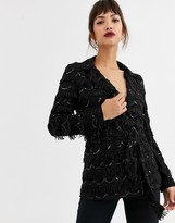 Thumbnail for your product : ASOS EDITION oversized blazer with scalloped beaded fringe