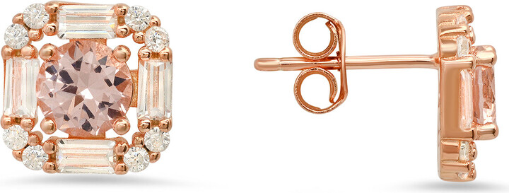 Kylie Harper Rose Gold Morganite Halo Stud Earrings