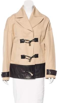 Jason Wu Leather-Trimmed Wide Collar Jacket