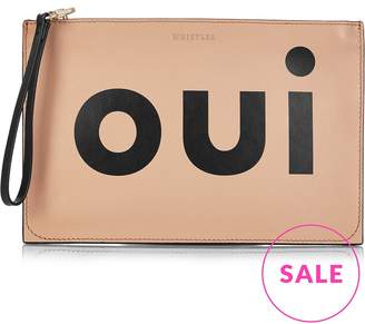 Whistles Oui Non Printed Clutch -Nude/Black