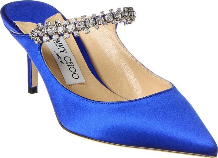 Embroidered Lady Blue Satin Mules – HER SHOP