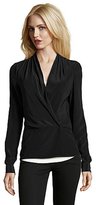 Thumbnail for your product : Chelsea Flower black silk woven 'Carla' low cut wrap blouse