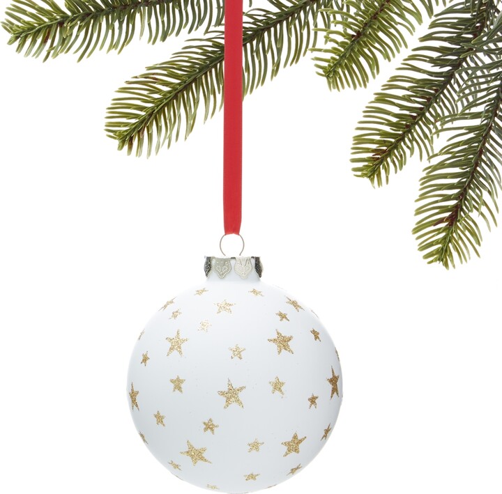 Holiday Lane Midnight Blue White Glitter Stars Ornament, Created for Macy's