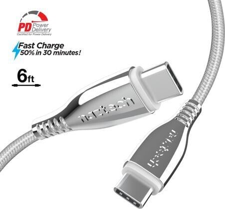Naztech Titanium USB-C to USB-C Braided Cable 6ft