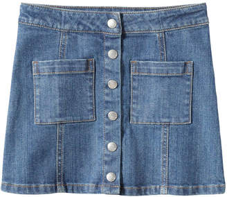 Joe Fresh Kid Girls’ Button-Front Denim Skirt, Medium Wash (Size 7)