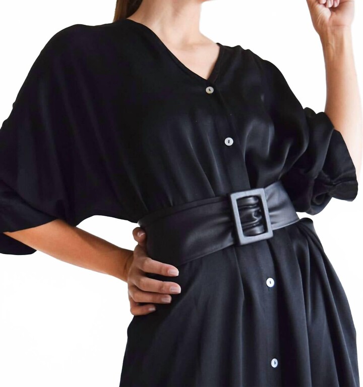 ADA Collection Apropos Leather-Wrapped Buckle Belt In Black