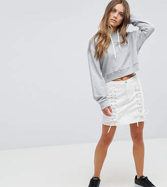 Urban Bliss Petite Lace Up Denim Mini Skirt