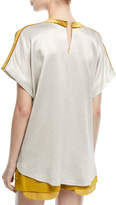 Thumbnail for your product : Valentino Short-Sleeve Oversized Hammered Lamé Top