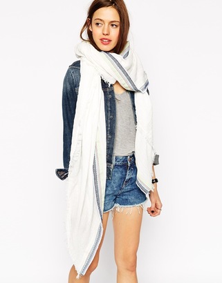 ASOS Oversized Scarf With Aztec Trim Detail