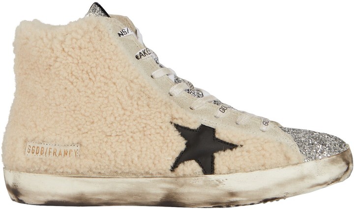 high top shearling sneakers