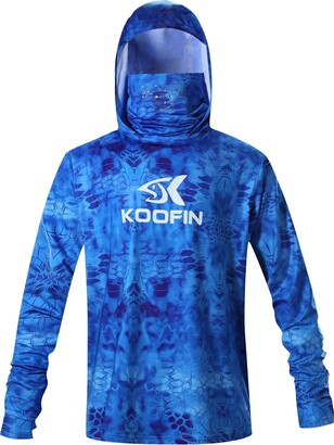 KOOFIN GEAR Performance Fishing Hoodie with Face Mask Hooded Sunblock Shirt  Sun Shield Long Sleeve Shirt UPF 50 Dry Fit Quick-Dry - Blue - Large -  ShopStyle