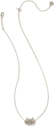 Kendra Scott Elisa Silver Cat Pendant Necklace in Platinum Drusy