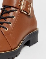 asos design armour chain lace up boots in black