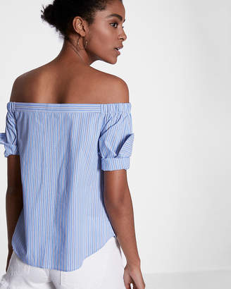 Express Striped Off The Shoulder Button Front Blouse