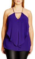 Thumbnail for your product : City Chic 'Impress' Chain Detail Draped Chiffon Camisole