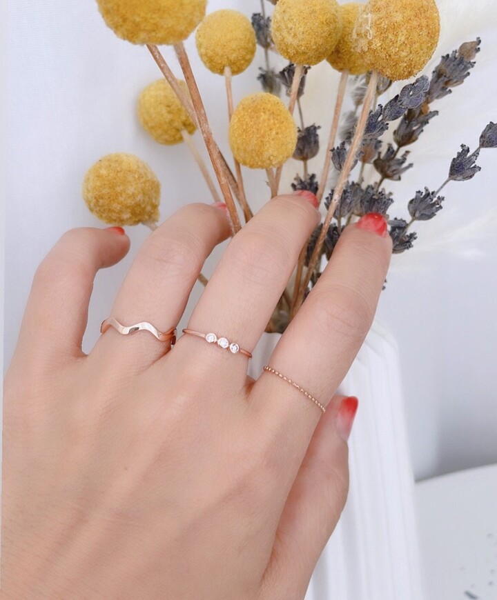 Etsy Diamond Ring/Wedding Triple Three Diamonds Band Minimalist Dainty Gifts For Her