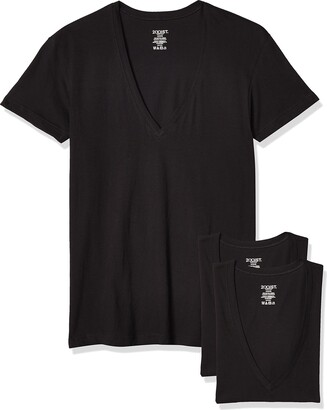 2xist Men's Cotton Slim Fit Deep V Neck T-Shirt Multipack