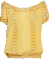 Thumbnail for your product : Charo Ruiz Ibiza Maca Off-the-shoulder Crocheted Lace-paneled Cotton-blend Voile Top