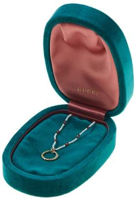 Gucci Ouroboros Turquoise, Pearl & 18kt Gold Necklace - Womens - Gold