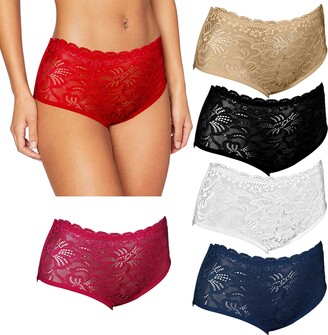 LEVAO Womens Sexy Underwear Flower Lace Cheeky Panties