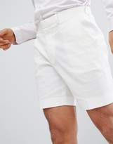 Thumbnail for your product : ASOS Design Slim Mid Length Smart Shorts In White Linen