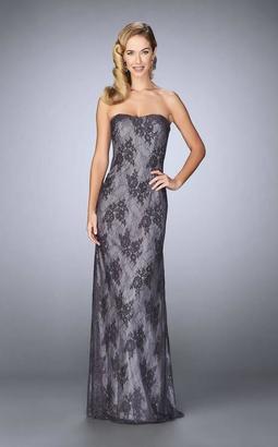 La Femme 24856 Beaded Lace Gown with Capelet