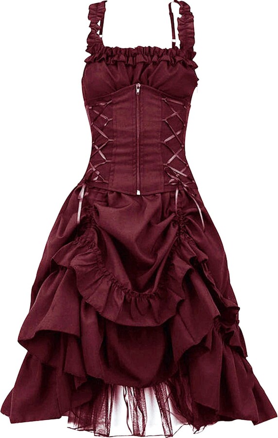 RKaixuni Women Gothic Dresses Victorian Ball Gown Plus Size Renaissance